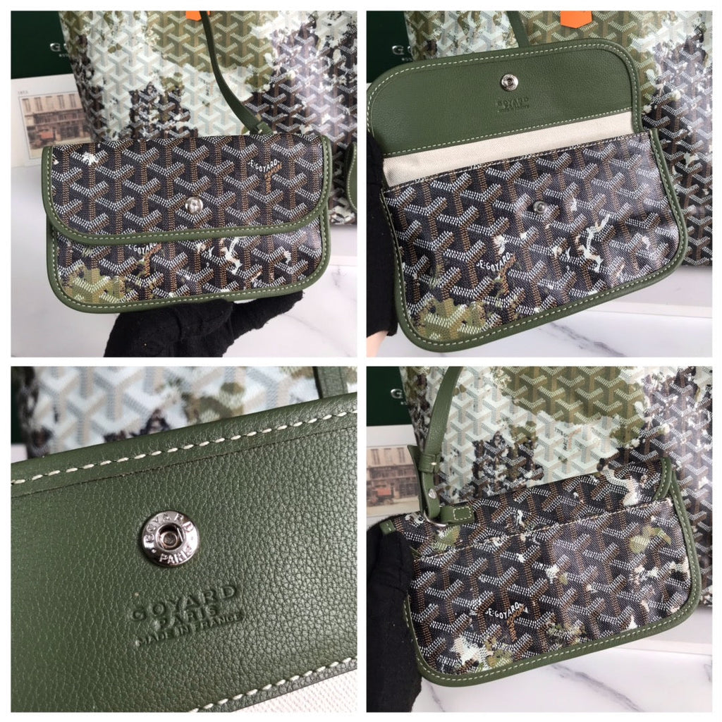 SAINT LOUIS GM BAG 40 IN GREEN MIX BLACK GOYARDINE CANVAS