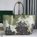 SAINT LOUIS PM BAG 34 IN GREEN MIX BLACK GOYARDINE CANVAS