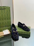 Gucci 2025 Jordaan GG Loafers Deep Blue Velvet
