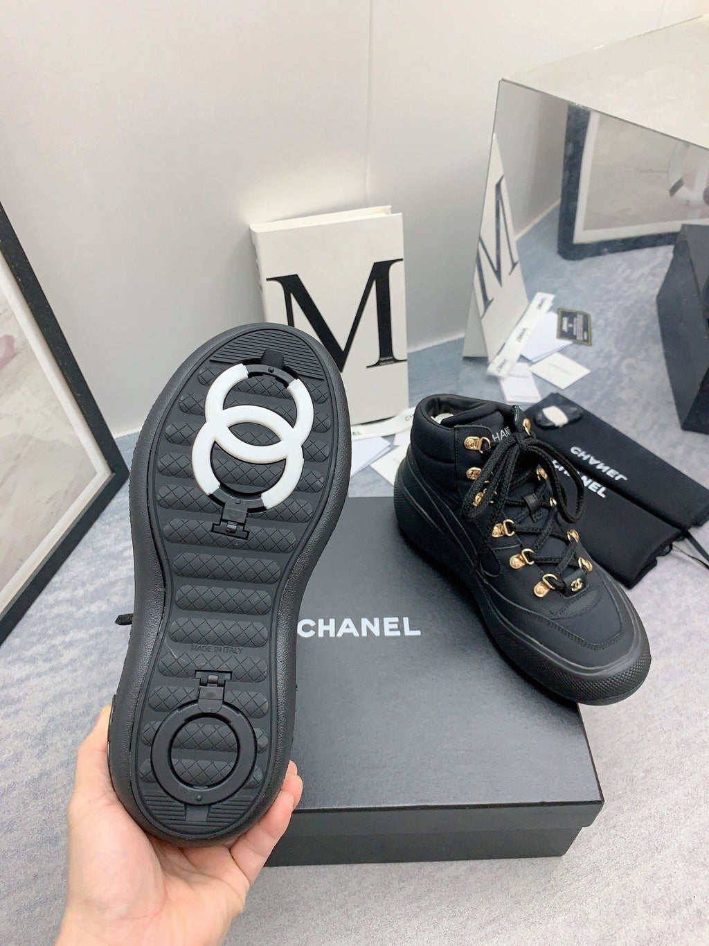 CC Sneaker Boots In Black Calfskin 148769