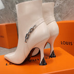 LV Sparkle Ankle Boot 95mm Beige Lambskin