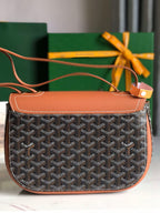 233 BAG 25 IN TAN CALFKIN AND BLACK GOYARDINE CANVAS