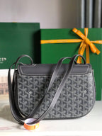 233 BAG 25 IN GRAY CALFKIN AND GOYARDINE CANVAS