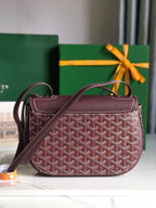 233 BAG 25 IN WINE RED CALFKIN AND GOYARDINE CANVAS