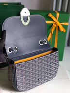 233 BAG 25 IN NAVY BLUE CALFKIN AND GOYARDINE CANVAS
