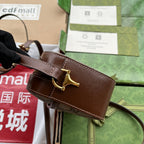 Gucci Horsebit 1995 Small Bag Brown mix Beige Leather 240125