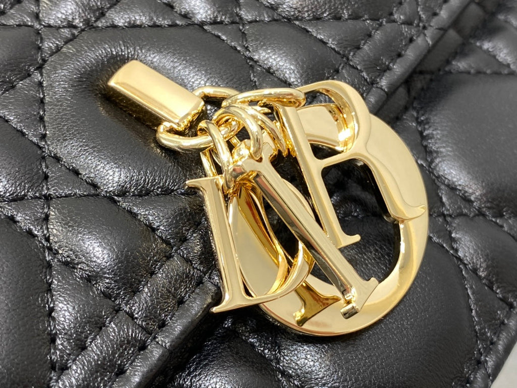 MY CD 24 TOP HANDLE BAG BLACK LAMBSKIN