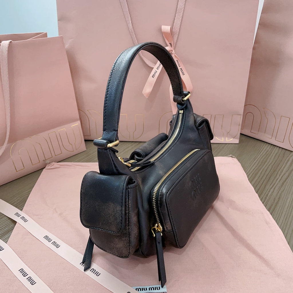 MIU POCKET 21CM SHOULDER BAG COFFE CALFSKIN