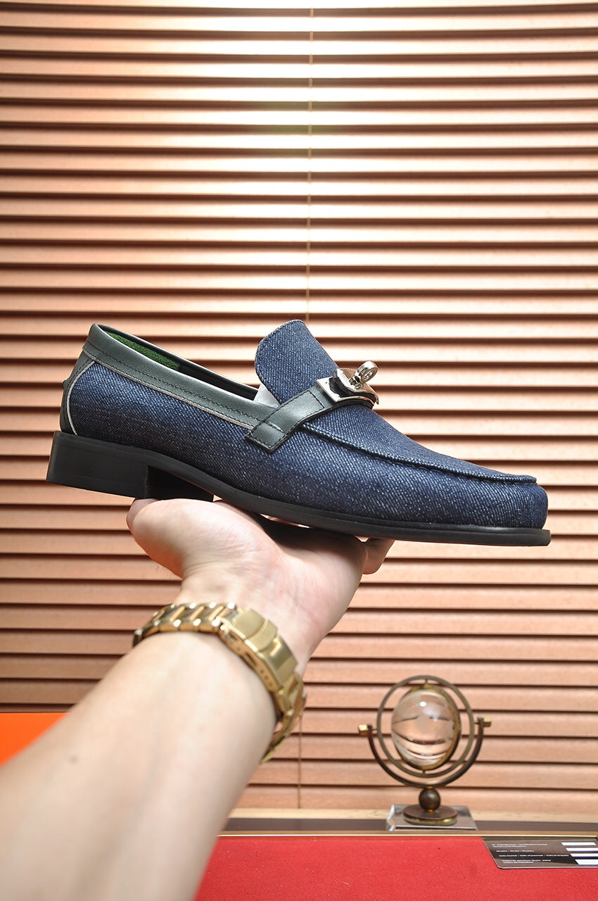 HM Men's Destin Loafer Blue Denim Cowhide 668422