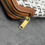 Celine Small Pouch with with Celine Print White Brown Calfskin Textile