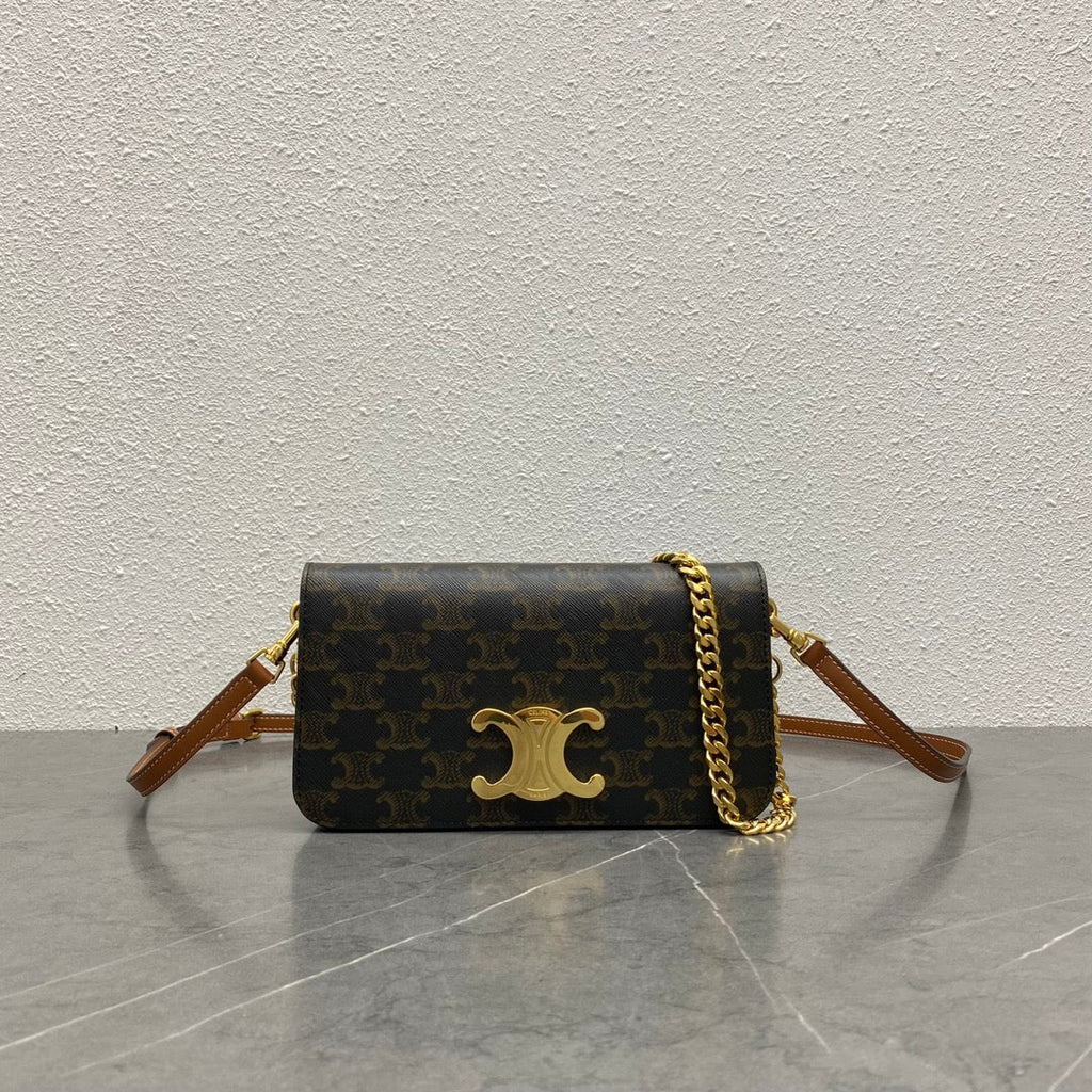 Celine Multipochette Triomphe Black Brown Canvas & Calfskin