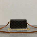 Celine Multipochette Triomphe Black Brown Canvas & Calfskin