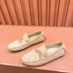 LV LOAFER IN CAMEL BROWN MONOGRAM DENIM WITH BOW