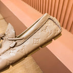 LV LOAFER IN CAMEL BROWN EMBOSSED CALFSKIN