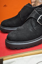 HM MONK STRAP BLACK SUEDE