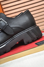 HM MONK STRAP BLACK GRAINED CALFSKIN