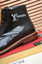 LV SHORT BOOT IN GLOSSY BLACK CALFSKIN
