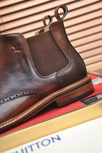 LV CHELSEA ANKLE BOOT IN CHOCOLATE BROWN CALFSKIN