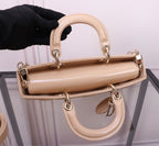 MEDIUM LADY D-JOY 26 BEIGE LAMBSKIN