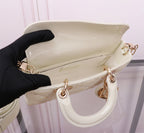 MEDIUM LADY D-JOY 26 WHITE LAMBSKIN