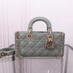 MEDIUM LADY D-JOY 26 ROCK GRAY LAMBSKIN