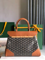 SAIGON SOUPLE BAG 34 IN BROWN GOYARDINE CANVAS AND CALFSKIN