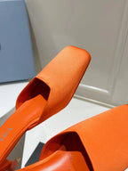 PRA SQUARE TOE MULES BRIGHT ORANGE SATIN