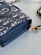 SIGNATURE CHAIN BAG 21 IN BLUE OBLIQUE JACQUARD