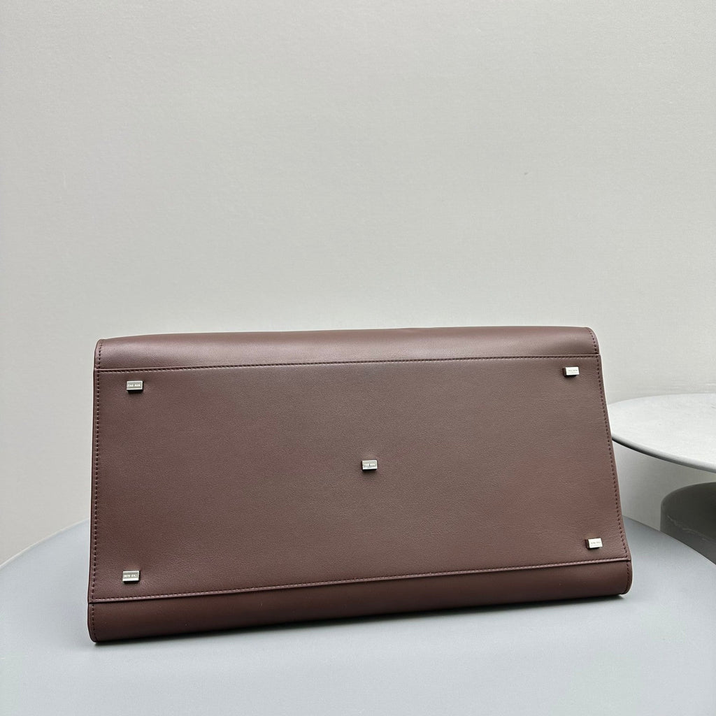 The Row Margaux 17 Chocolate Leather