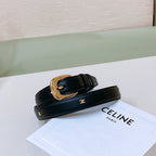CEL 25mm Gold Triomphe Belt Black Cowhide 176682