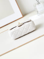 CC Classic Mini Flap Bag 16cm White Lambskin Enamel Buckles 238449