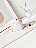 CC Classic Mini Flap Bag 16cm White Lambskin Enamel Buckles 238449