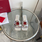 Viv Love Heart Slippers Silver Fetal Cowhide 255202