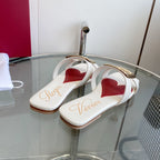 Viv Love Heart Slippers White Fetal Cowhide 255205