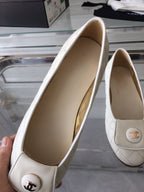 ballet flat quilted white gold cc lock