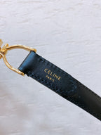Hook & Loop 20mm TRIOMPHE Logo Square Adjustable Belt Black Calfskin Ghw