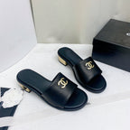 mule sandal 50 black gold lambskin