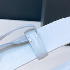 CHANEL BELT 3CM IN COLUMBIA BLUE LAMBSKIN WITH CRYSTAL GOLD HARDWARE