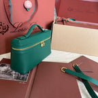 EXTRA POCKET L19 IN GREEN FOREST GRAINED CALFSKIN WITH GOLD HARDWARE