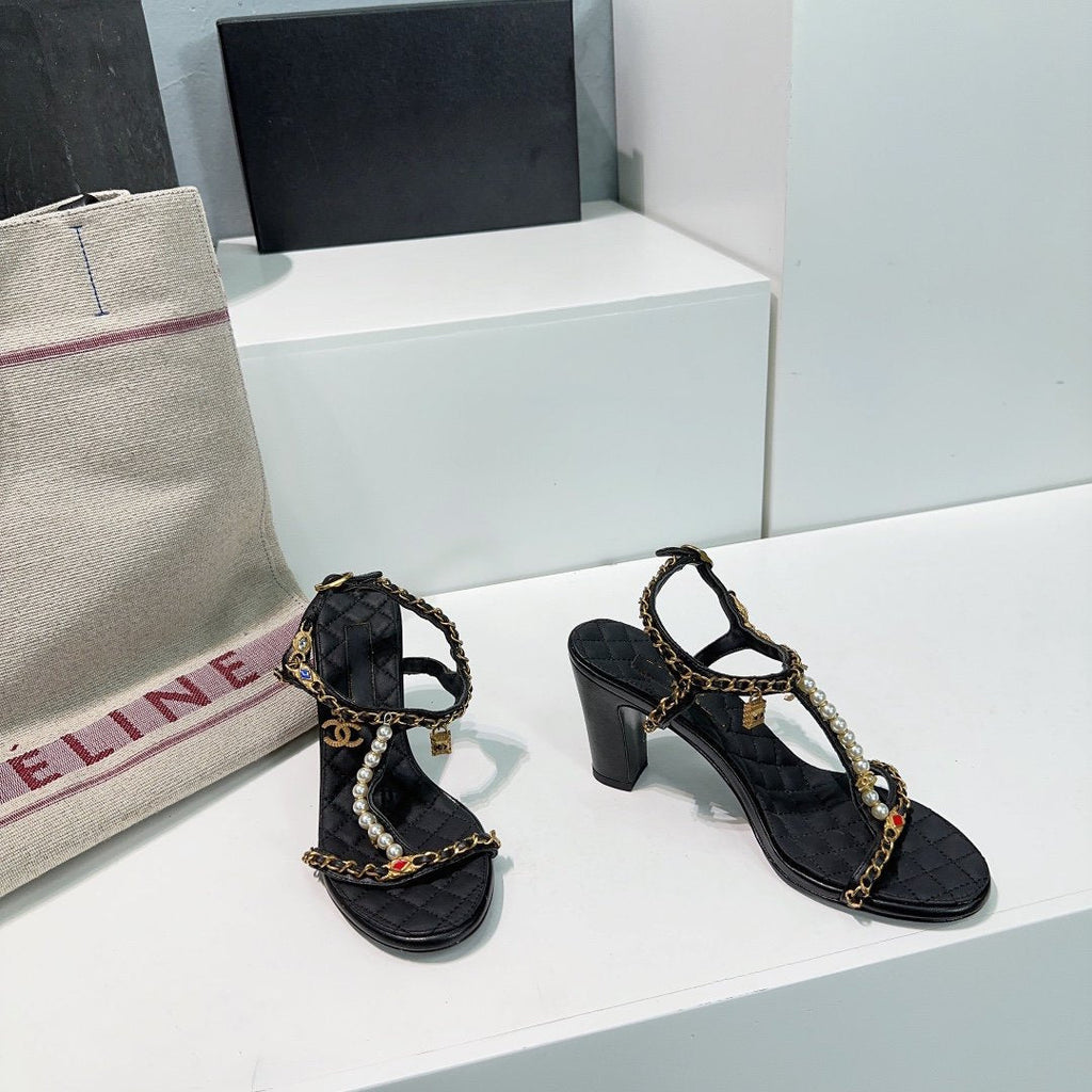 high heel sandal 85 black quilted calfskin mop
