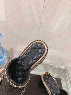 mule sandal 50 black quilted lambskin