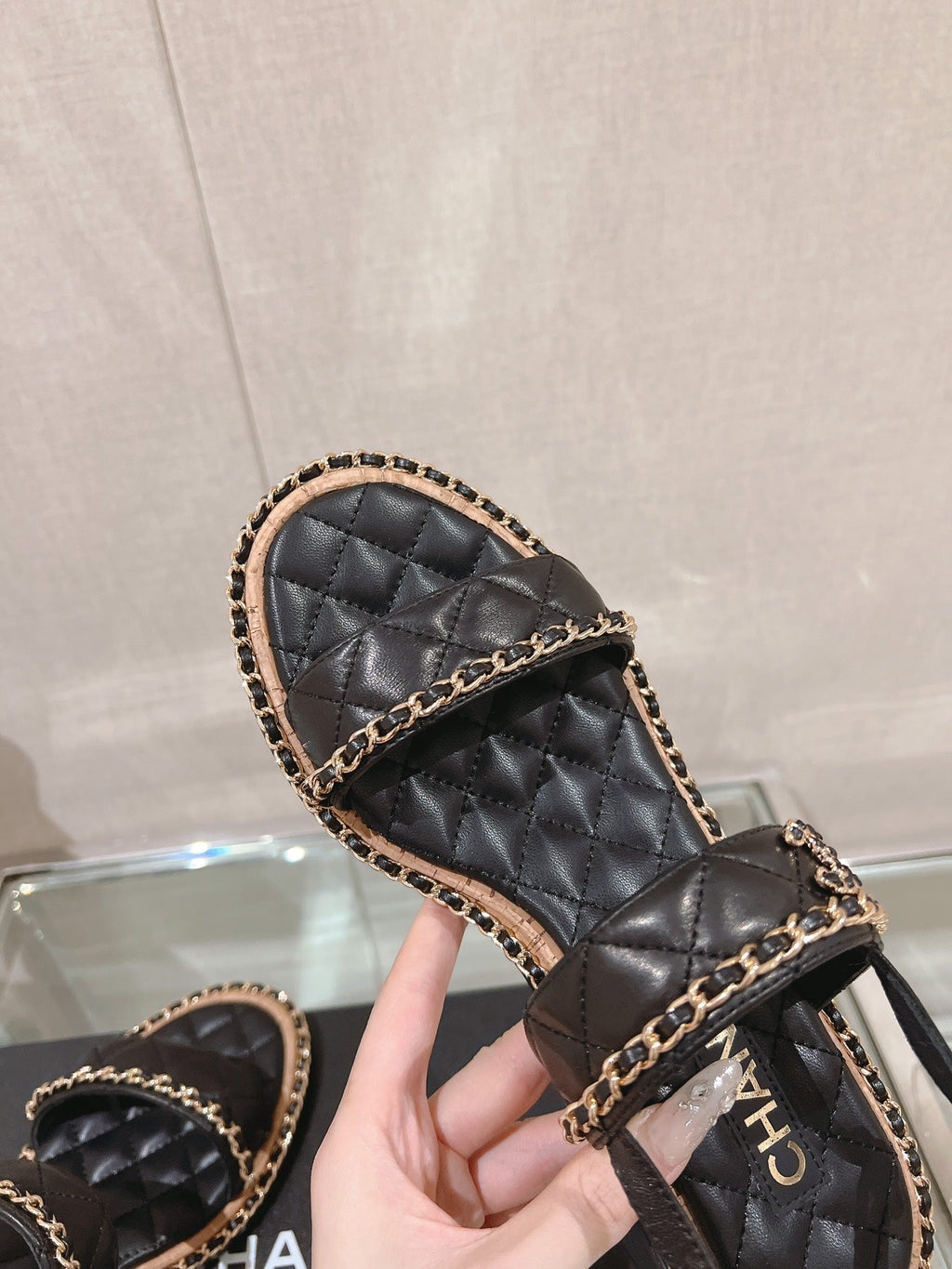 slingbacks sandal 50 black quilted lambskin