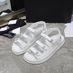 dad sandal white calfskin silver cc