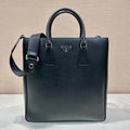 Prada Triangle-Logo Tote Bag Black Saffiano Leather
