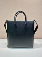 Prada Triangle-Logo Tote Bag Black Saffiano Leather