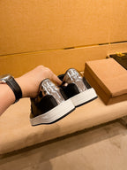 PRA SNEAKER IN BLACK CALFSKIN WITH GLOSSY GOLDEN