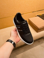 PRA SNEAKER IN BLACK CALFSKIN AND MESH BREATHABLE FABRIC