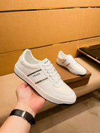 PRA SNEAKER IN WHITE CALFSKIN AND MESH BREATHABLE FABRIC