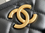 cc 24s 24cm hobo bag black calfskin gold hardware