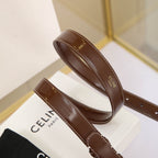CL MEDIUM 25 MM MARCO BELT WITH STRASS IN CHOCOLATE BROWN CALFSKIN GOLD HARDWARE